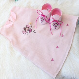 Kişiye Özel İsimli Pudra Tunik Elbise ve Ayakkabı Seti - Peri Kızı