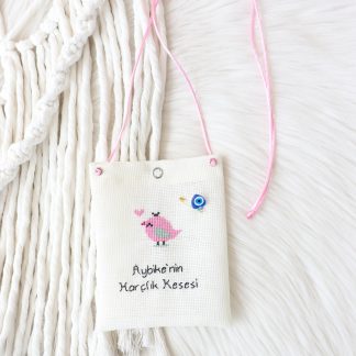 Kişiye Özel İsimli Harçlık Kesesi - Pembe Kuş